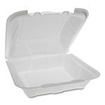 Pactiv Foam Hinged Lid Containers, Dual Tab Lock, 9.13 x 9 x 3.25, 1-Compartment, White, 150/Carton view 1