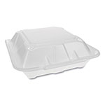 Pactiv Foam Hinged Lid Containers, Dual Tab Lock Economy, 9.13 x 9 x 3.25, 3-Compartment, White, 150/Carton view 1