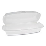 Pactiv Foam Hinged Lid Containers, Single Tab Lock Hot Dog, 7.25 x 3 x 2, 1-Compartment, White, 504/Carton view 1