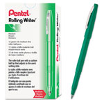 Pentel Rolling Writer Stick Roller Ball Pen, Medium 0.8mm, Green Ink/Barrel, Dozen view 1