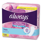 Always® Daily Panty Liners, Thin Regular, Unscented, 120 Per Box view 1