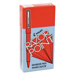 Pilot Razor Point Stick Porous Point Marker Pen, 0.3mm, Red Ink/Barrel, Dozen view 1