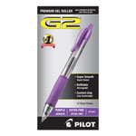 Pilot G2 Premium Retractable Gel Pen, 0.5mm, Purple Ink, Smoke Barrel, Dozen view 1
