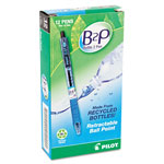 Pilot B2P Bottle-2-Pen Retractable Ballpoint Pen, 0.7mm, Black Ink, Translucent Blue Barrel, Dozen view 1
