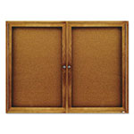 Quartet® Enclosed Bulletin Board, Natural Cork/Fiberboard, 48 x 36, Oak Frame view 1