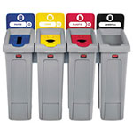 Rubbermaid Slim Jim Recycling Station Kit, 92 gal, 4-Stream Landfill/Paper/Plastic/Cans view 1