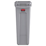 Rubbermaid Slim Jim Receptacle with Venting Channels, Rectangular, Plastic, 23 gal, Gray view 1