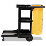 Rubbermaid Multi-Shelf Cleaning Cart, Three-Shelf, 20w x 45d x 38.25h, Black view 5