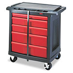Rubbermaid Five-Drawer Mobile Workcenter, 32 1/2w x 20d x 33 1/2h, Black Plastic Top view 1