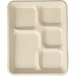 BluTable 5-Compartment Molded Fiber Lunch Tray, 500/Carton view 1