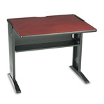 Safco Computer Desk with Reversible Top, 35.5w x 28d x 30h, Mahogany/Medium Oak/Black orginal image