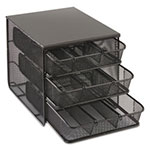 Safco 3 Drawer Hospitality Organizer, 7 Compartments, 11 1/2w x 8 1/4d x 8 1/4h, Bk view 2