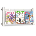 Safco Luxe Magazine Rack, 3 Compartments, 31.75w x 5d x 15.25h, Clear/Silver view 2