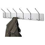 Safco Metal Wall Rack, Six Ball-Tipped Double-Hooks, 36w x 3.75d x 7h, Satin Metal view 1