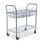 Safco Wire Mail Cart, 600-lb Capacity, 18.75w x 39d x 38.5h, Metallic Gray view 1