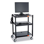Safco Adjustable-Height Steel AV Cart, 27.25w x 18.25d x 28.5 to 36.5h, Black view 1