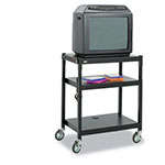 Safco Adjustable-Height Steel AV Cart, 27.25w x 18.25d x 28.5 to 36.5h, Black view 2