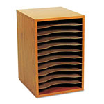 Safco Wood Vertical Desktop Sorter, 11 Sections 10 5/8 x 11 7/8 x 16, Medium Oak view 1