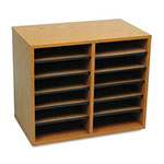 Safco Wood/Fiberboard Literature Sorter, 12 Sections, 19 5/8 x 11 7/8 x 16 1/8, Oak view 1