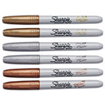 Sharpie® Metallic Fine Point Permanent Markers, Bullet Tip, Gold-Silver-Bronze, 6/Pack view 1