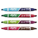 Expo® 2-in-1 Dry Erase Markers, Broad/Fine Chisel Tip, Assorted Colors, 4/Pack view 2
