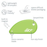 slice® Safety Cutters, Fixed, Non Replaceable Micro Safety Blade, Ceramic, Green view 1