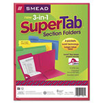 Smead 3-in-1 SuperTab Section Folders, 1/3 Cut Top Tab, Letter, Assorted, 12/Pack view 1