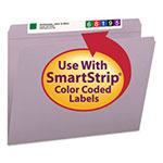 Smead Reinforced Top Tab Colored File Folders, Straight Tab, Letter Size, Lavender, 100/Box view 1