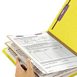 Smead Six-Section Pressboard Top Tab Classification Folders with SafeSHIELD Fasteners, 2 Dividers, Letter Size, Yellow, 10/Box view 2
