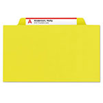 Smead Six-Section Pressboard Top Tab Classification Folders with SafeSHIELD Fasteners, 2 Dividers, Letter Size, Yellow, 10/Box view 3