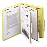 Smead Six-Section Pressboard Top Tab Classification Folders with SafeSHIELD Fasteners, 2 Dividers, Letter Size, Yellow, 10/Box view 4