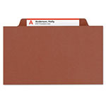 Smead Pressboard Classification Folders with SafeSHIELD Coated Fasteners, 2/5 Cut, 2 Dividers, Letter Size, Red, 10/Box view 3