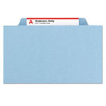 Smead 6-Section Pressboard Top Tab Pocket-Style Classification Folders with SafeSHIELD Fasteners, 2 Dividers, Letter, Blue, 10/Box view 4