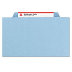 Smead Four-Section Pressboard Top Tab Classification Folders with SafeSHIELD Fasteners, 1 Divider, Legal Size, Blue, 10/Box view 3