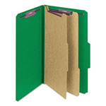 Smead Six-Section Pressboard Top Tab Classification Folders with SafeSHIELD Fasteners, 2 Dividers, Legal Size, Green, 10/Box view 2