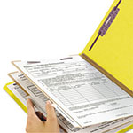 Smead Six-Section Pressboard Top Tab Classification Folders with SafeSHIELD Fasteners, 2 Dividers, Legal Size, Yellow, 10/Box view 1