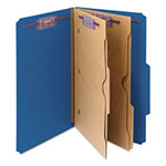 Smead 6-Section Pressboard Top Tab Pocket-Style Classification Folders w/ SafeSHIELD Fasteners, 2 Dividers, Legal, Dark Blue, 10/BX view 4
