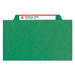 Smead Eight-Section Pressboard Top Tab Classification Folders with SafeSHIELD Fasteners, 3 Dividers, Legal Size, Green, 10/Box view 3