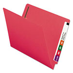 Smead Heavyweight Colored End Tab Folders with Two Fasteners, Straight Tab, Letter Size, Red, 50/Box view 3