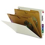 Smead X-Heavy End Tab Pressboard Classification Folders w/SafeSHIELD Fasteners, 2-Pocket Dividers, Letter Size, Gray-Green, 10/Box view 1