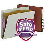 Smead End Tab Pressboard Classification Folders with SafeSHIELD Coated Fasteners, 1 Divider, Letter Size, Red, 10/Box view 1