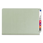 Smead End Tab Pressboard Classification Folders with SafeSHIELD Coated Fasteners, 1 Divider, Legal Size, Gray-Green, 10/Box view 3