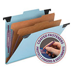 Smead FasTab Hanging Pressboard Classification Folders, Letter Size, 2 Dividers, Blue view 1