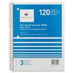 Sparco Notebooks, Wirebound, 3 Subject, 10 1/2"x8", College Ruled, 180SH view 1