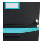 Storex Two-Drawer Mobile Filing Cabinet, 14.75w x 18.25d x 26h, Black/Teal view 2