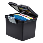Storex Portable File Box with Large Organizer Lid, Letter Files, 13.25