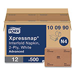 Tork Xpressnap Interfold Dispenser Napkins, 2-Ply, 6.5 x 8.5, White, 500/Pack, 12 Packs/Carton view 3