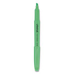 Universal Pocket Highlighters, Fluorescent Green Ink, Chisel Tip, Green Barrel, Dozen view 1