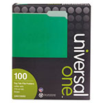 Universal Deluxe Colored Top Tab File Folders, 1/3-Cut Tabs, Letter Size, Green/Light Green, 100/Box view 2