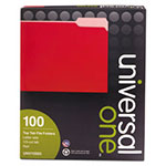Universal Deluxe Colored Top Tab File Folders, 1/3-Cut Tabs: Assorted, Letter Size, Red/Light Red, 100/Box view 3